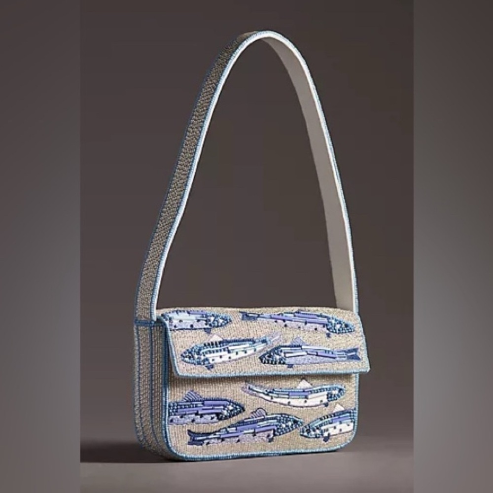 Anthropologie THE FIONA BEADED BAG: FOOD & DRINK EDITION 97579502 Sardines Fish - Picture 5 of 6